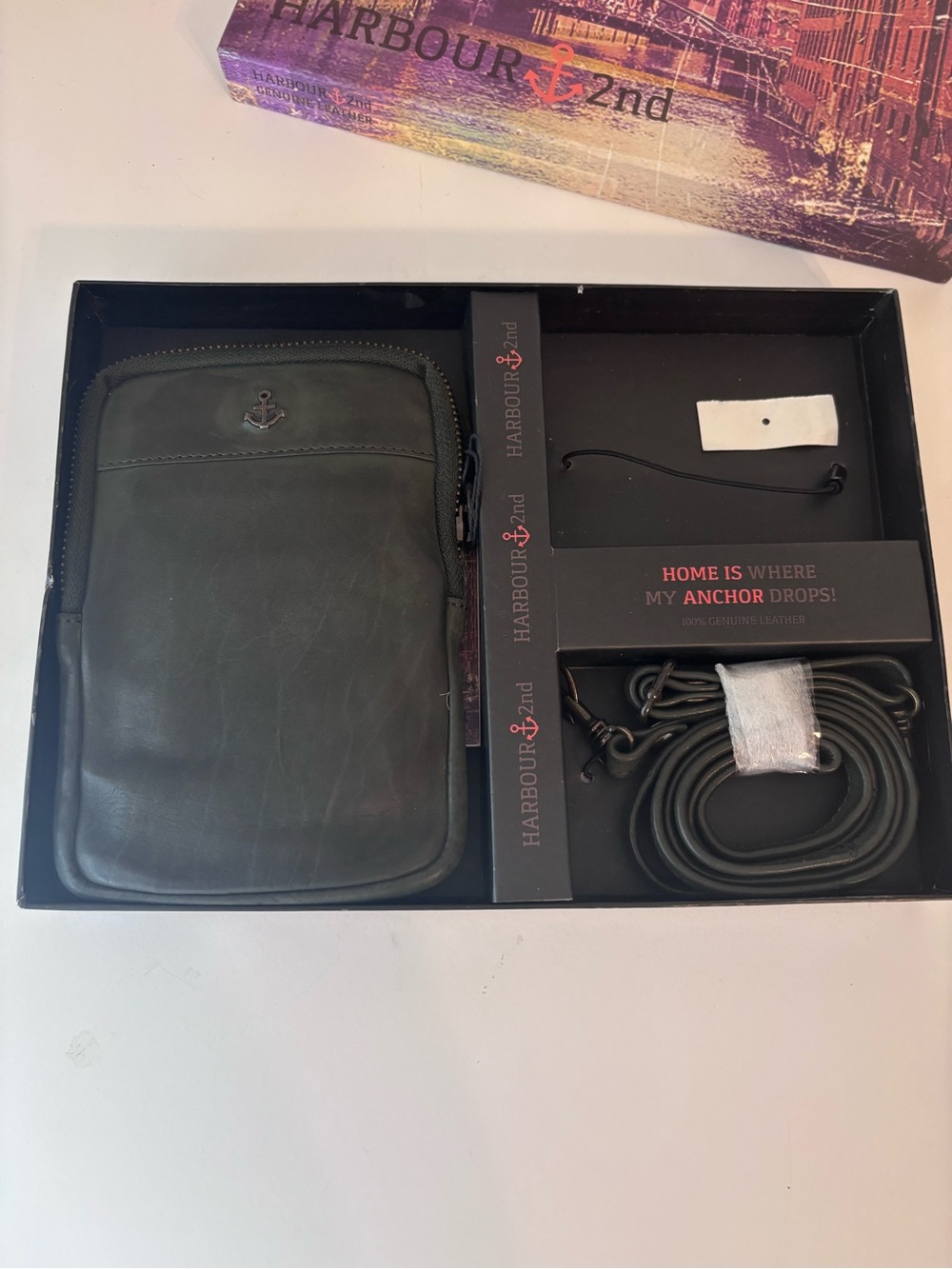 Harbour 2nd Benita Genuine Leather Crossbody Phone Bag Deep Green NWT